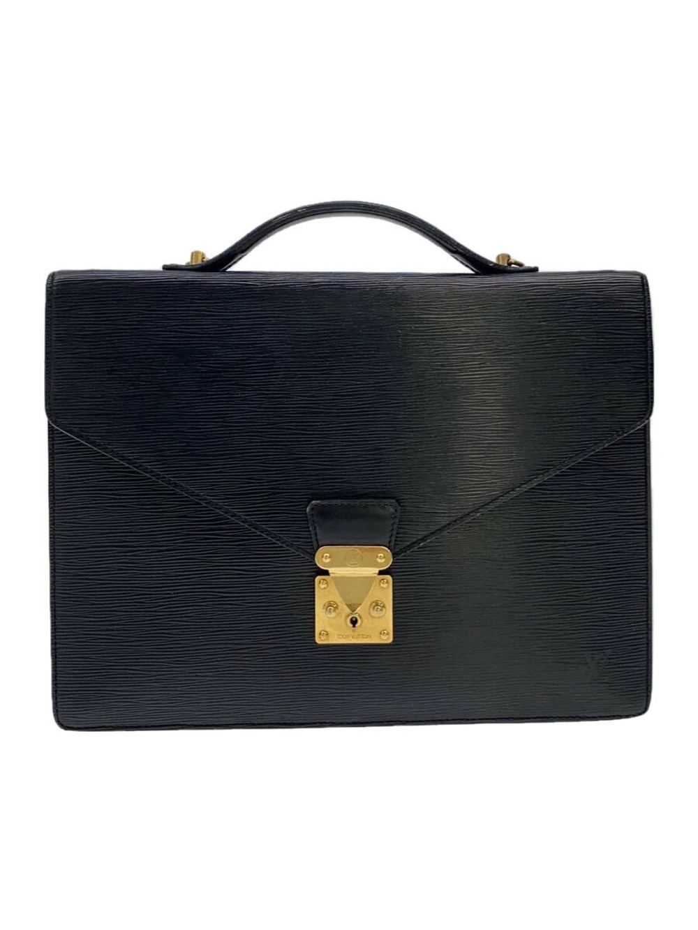 LOUIS VUITTON Porte Documents Bandouliere Epi Black Solid